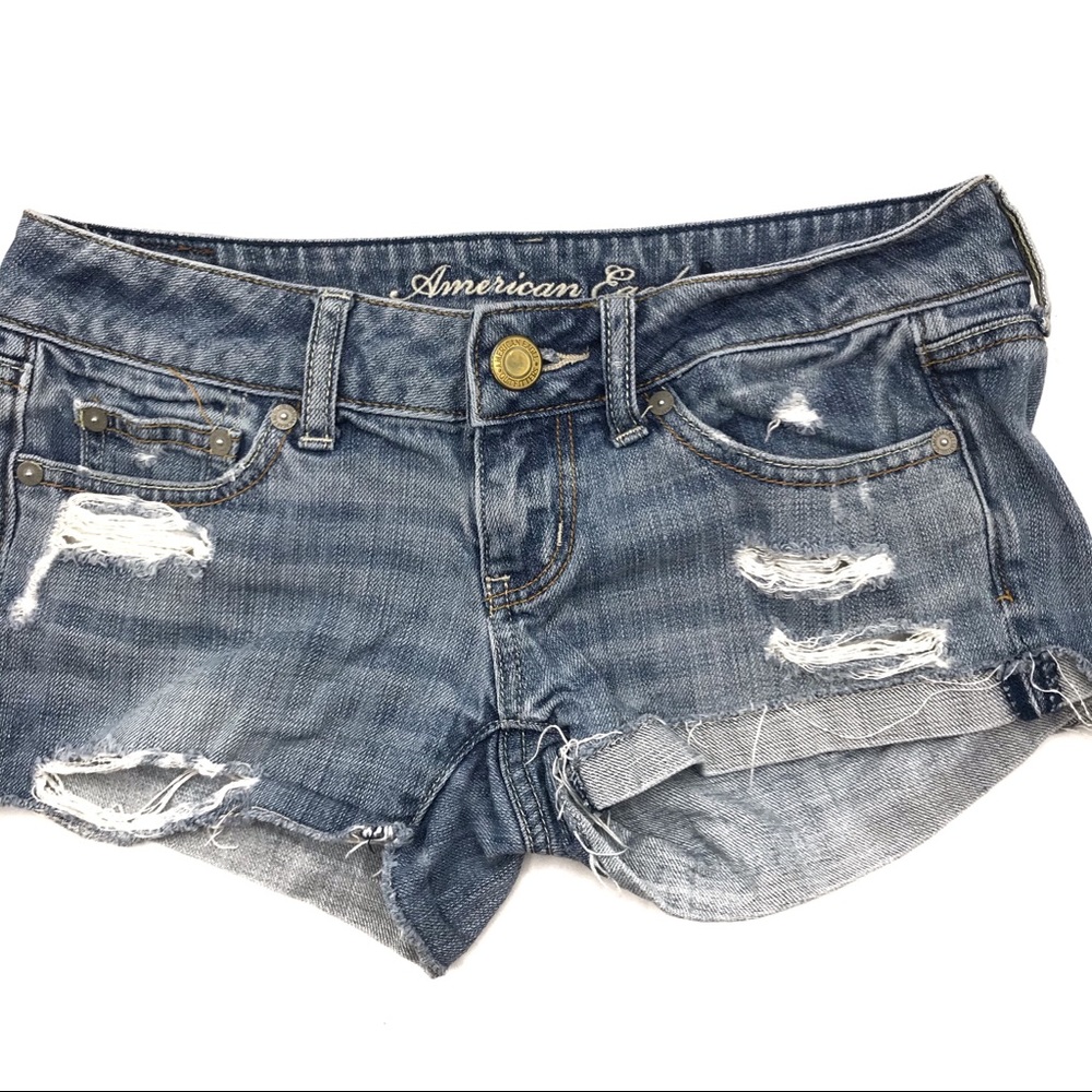 AEO Light Wash Blue Jean Shorts Sz 0